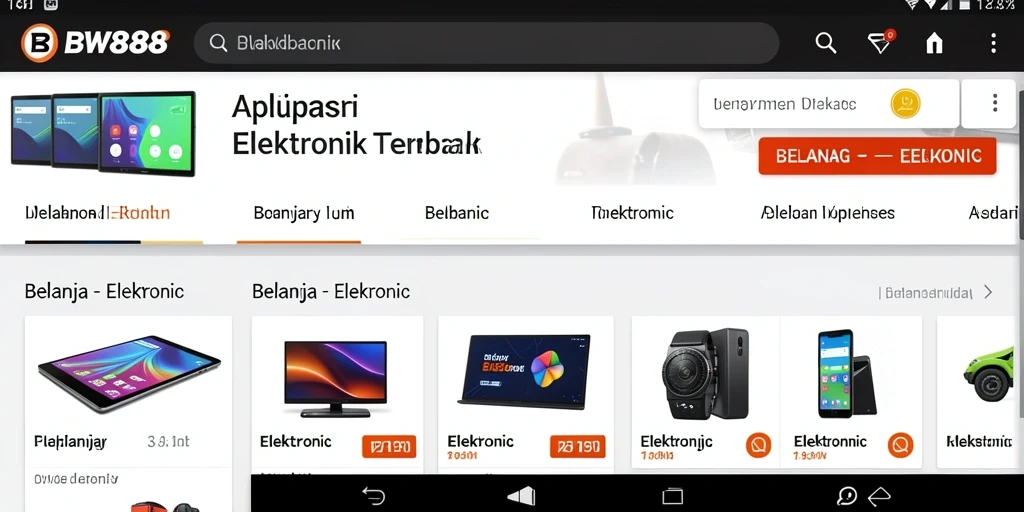 Tampilan antarmuka BW888 yang intuitif untuk belanja elektronik.