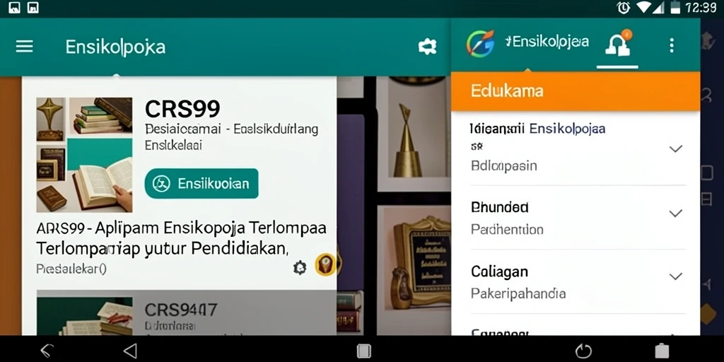 Tampilan antarmuka aplikasi Ensiklopedia CRS99 yang informatif dan menarik.