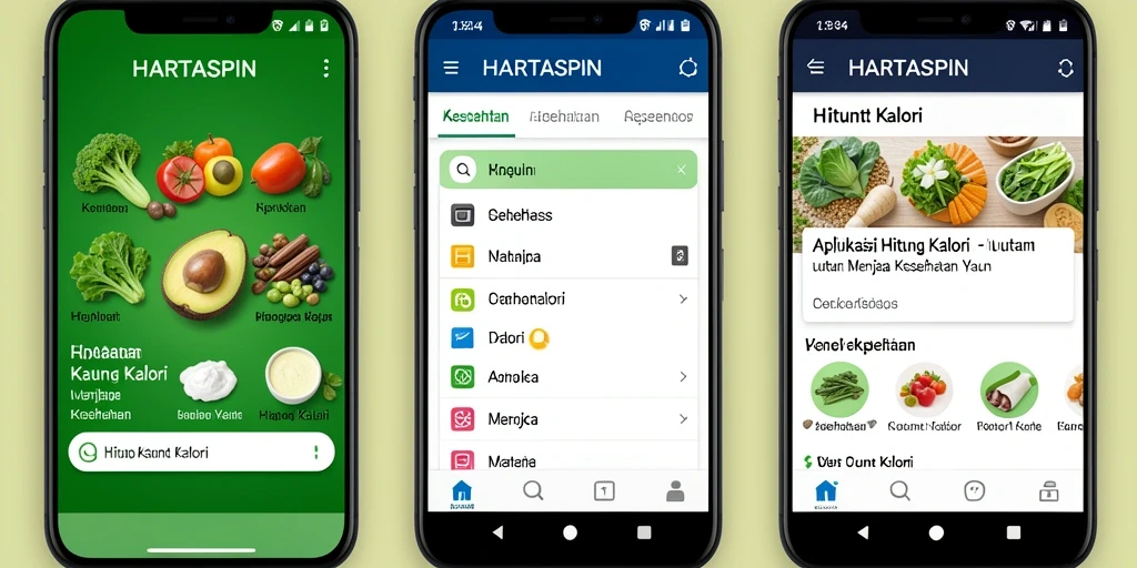 Antarmuka HARTASPIN yang intuitif dan informatif untuk Hitung Kalori.