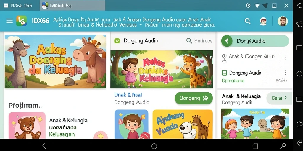 Tampilan antarmuka mudah digunakan untuk mendengarkan dongeng audio.