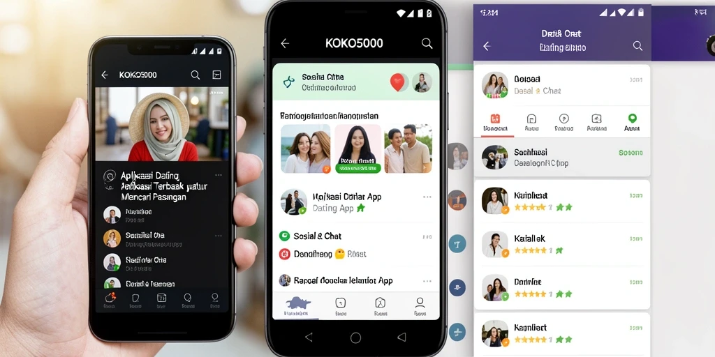 Antarmuka KOKO5000 yang modern dan fungsional untuk kencan online.