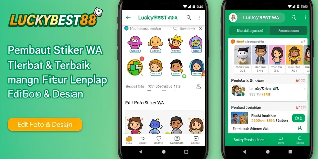 Tampilan antarmuka LUCKYBEST88 yang menarik untuk membuat stiker WA.