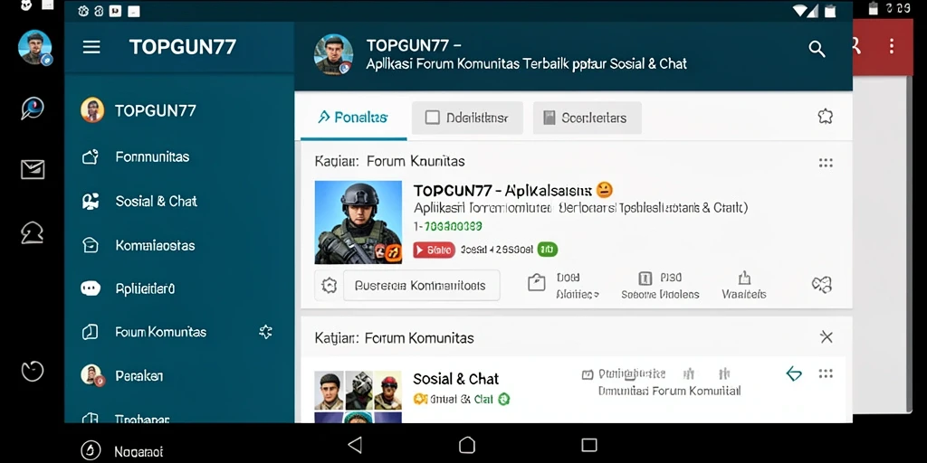 Tampilan antarmuka aplikasi TOPGUN77 yang menarik dan interaktif.